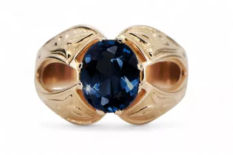 Oryginalny wyrób Vintage 14k z różowego złota Szafir Pierścionek Styl Vintage vrc135r